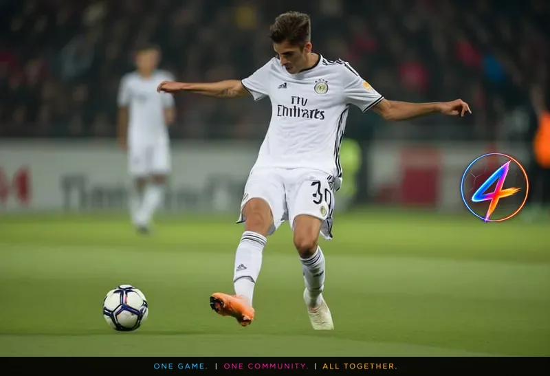 Il Galattico del Real Madrid spinge mentre Michael Olise del Bayern si avvicina